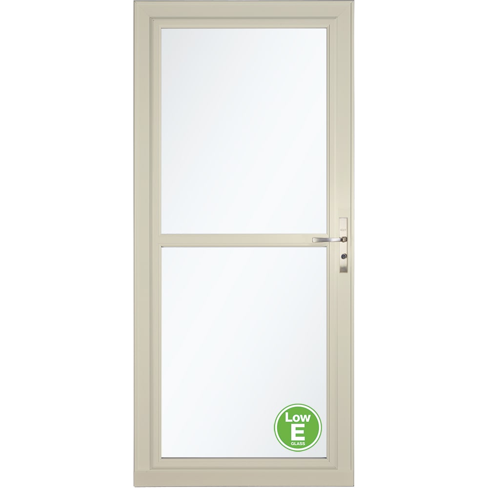 LARSON 80 Split Fullview (Tradewinds) 32-in x 81-in Almond Aluminum Reversible Hinge Storm Door with Retractable Screen ( Brushed nickel Handle Included )