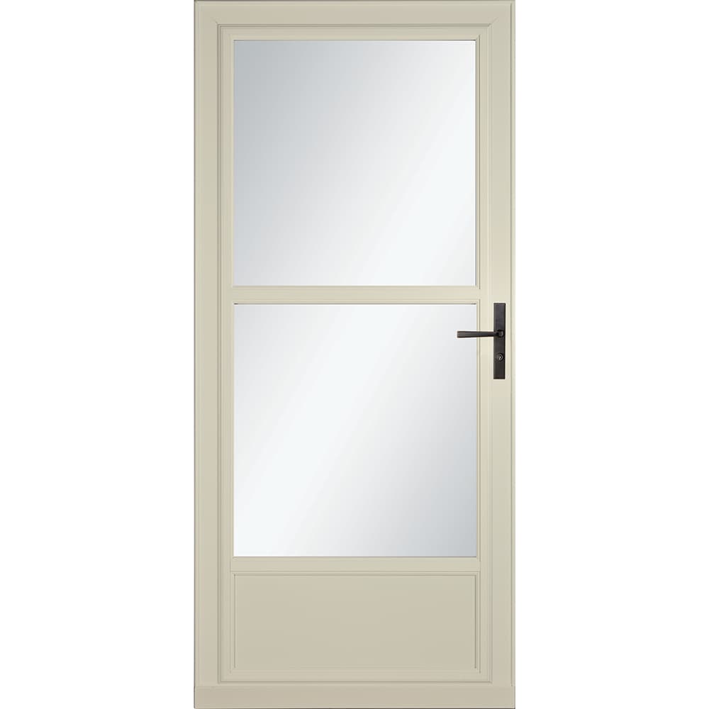 LARSON 80 Midview (Tradewinds) 32-in x 81-in Almond Aluminum Reversible Hinge Storm Door with Retractable Screen ( Aged bronze Handle Included )