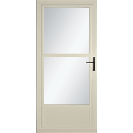 LARSON 80 Midview (Tradewinds) 32-in x 81-in Almond Aluminum Reversible Hinge Storm Door with Retractable Screen ( Aged bronze Handle Included )