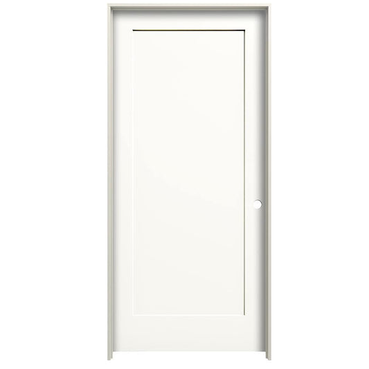 RELIABILT 32-in x 80-in Primed Hollow core 1-panel Left hand Smooth Primed Molded composite Flat Jamb Single Prehung Interior Door with