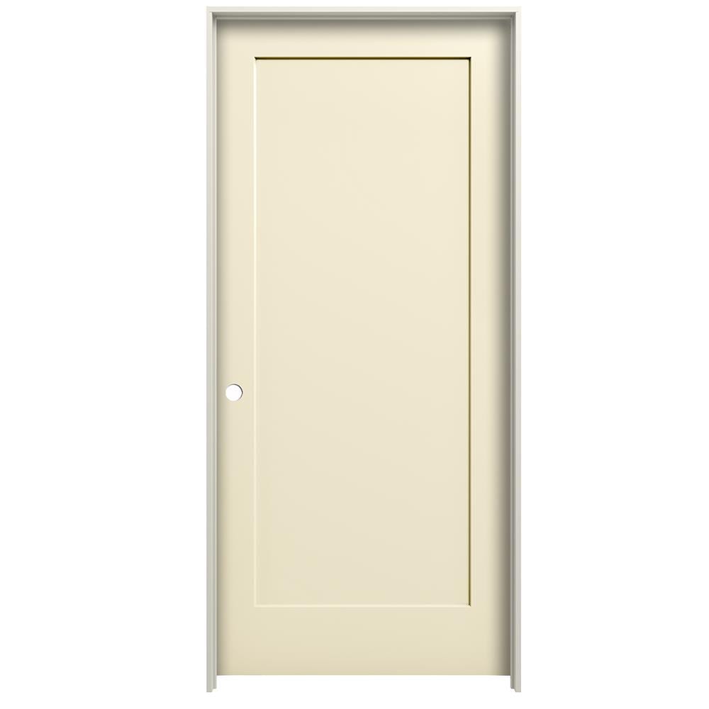 RELIABILT 24-in x 80-in Cream-n-Sugar Hollow core 1-panel Right hand Smooth Prefinished Molded composite Flat Jamb Single Prehung Interior Door with