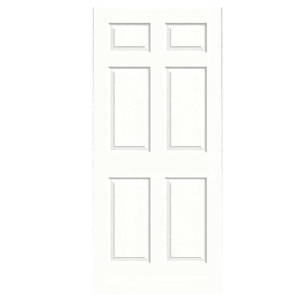 RELIABILT 36-in x 80-in White 6-panel Textured Hollow core Prefinished Molded composite Slab Door