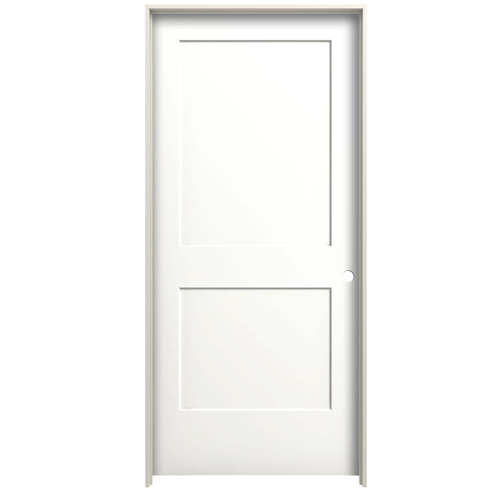 RELIABILT 24-in x 80-in Modern White Hollow core 2-panel Left hand Smooth Prefinished Molded composite Flat Jamb Single Prehung Interior Door with