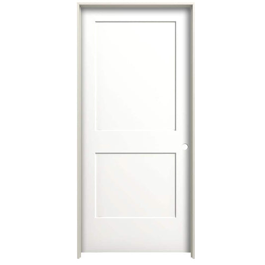 RELIABILT 24-in x 80-in Modern White Hollow core 2-panel Left hand Smooth Prefinished Molded composite Flat Jamb Single Prehung Interior Door with
