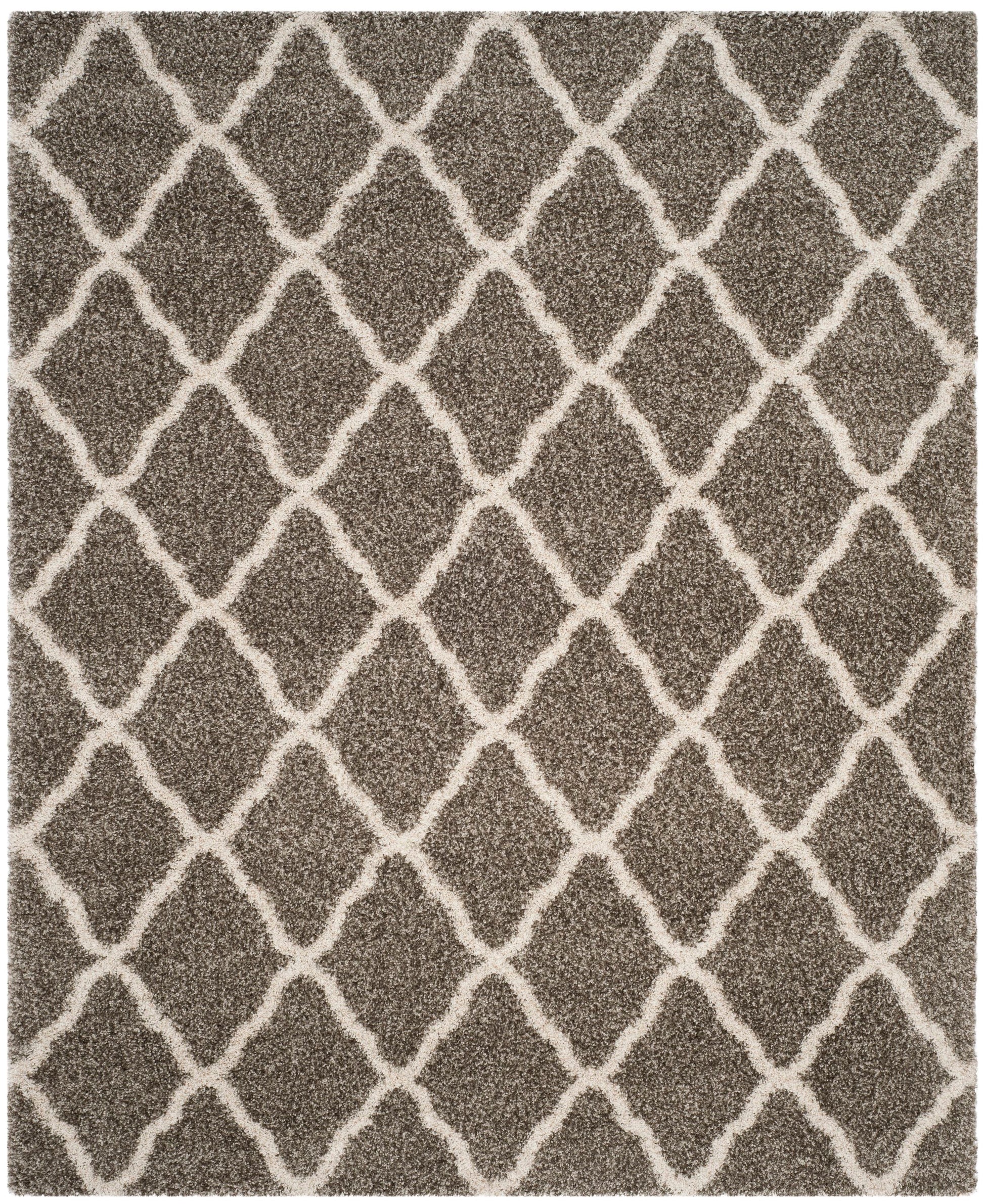 Safavieh Hudson Sabine Shag 8 x 10 (ft) Loomed Polypropylene Gray/Ivory Rectangular Indoor Trellis Spot Clean Only Area rug