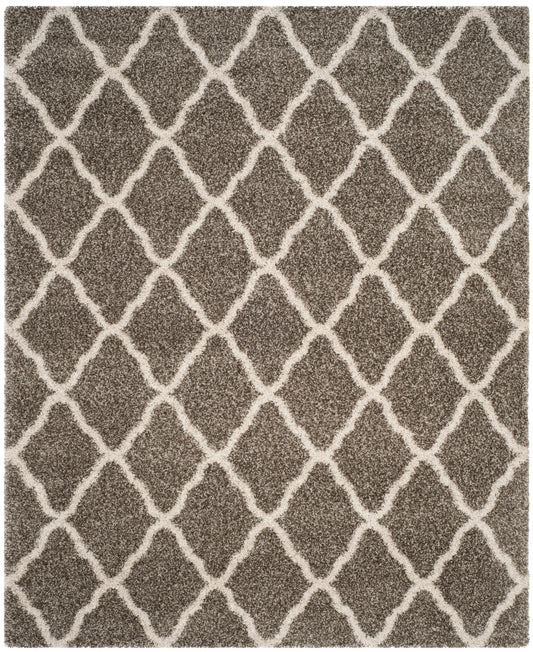 Safavieh Hudson Sabine Shag 8 x 10 (ft) Loomed Polypropylene Gray/Ivory Rectangular Indoor Trellis Spot Clean Only Area rug