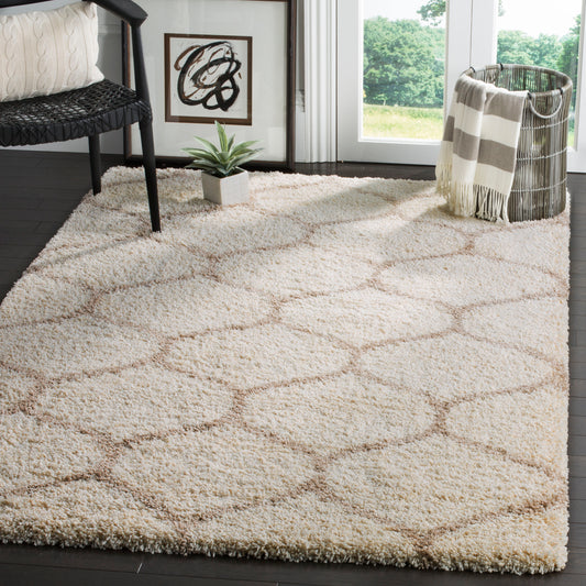 Safavieh Hudson Hathaway Shag 10 x 14 (ft) Loomed Polypropylene Ivory/Beige Rectangular Indoor Trellis Spot Clean Only Area rug