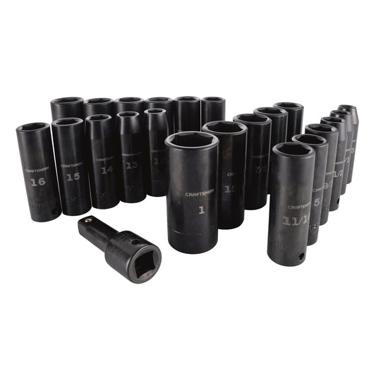 CRAFTSMAN 23-Piece Standard (SAE) and Metric Combination 1/2-in Drive Set 6-Point Impact Socket Set CMMT16970