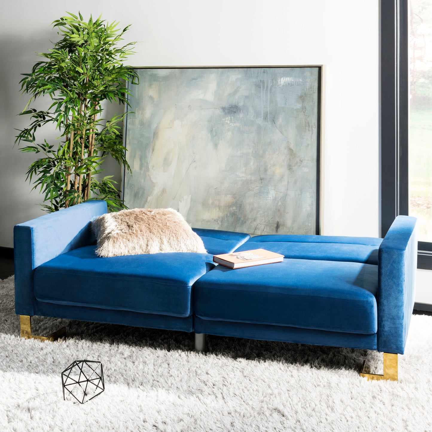 Safavieh Tribeca Navy/Brass Contemporary/Modern Polyester Sofa bed