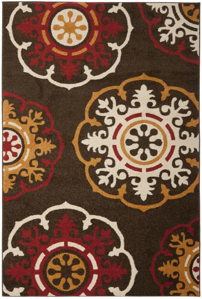 Safavieh Newbury Barbuda 5 x 8 (ft) Loomed Polypropylene Brown/Red Rectangular Indoor Floral/Botanical Spot Clean Only Area rug