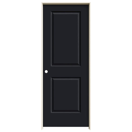 JELD-WEN 30-in x 80-in Black Solid core 2-panel Right hand Smooth Prefinished Molded composite Flat Jamb Single Prehung Interior Door with