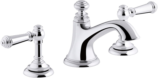 KOHLER Artifacts Polished Chrome Widespread 2-handle WaterSense Mid-arc Commercial/Residential Handle Bathroom Sink Faucet with Drain