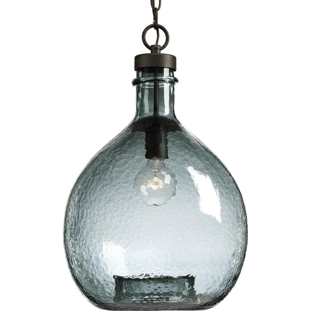 Progress Lighting Zin 1 -Light Antique Bronze Bohemian/global Clear glass Dome Medium Hanging Pendant Light