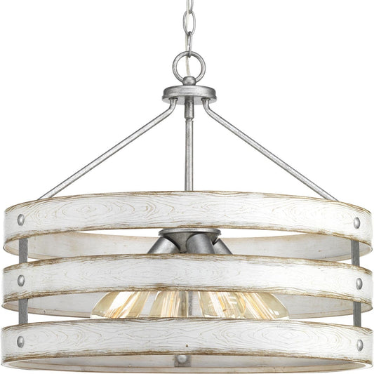 Progress Lighting Gulliver 4 -Light Galvanized Farmhouse Drum Medium Hanging Pendant light