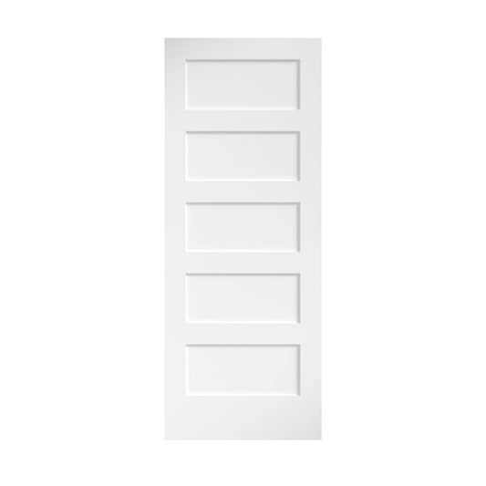 EightDoors 1.375-in x 36-in x 80-in Primed White 5-panel Smooth Solid core Primed MDF Slab Door