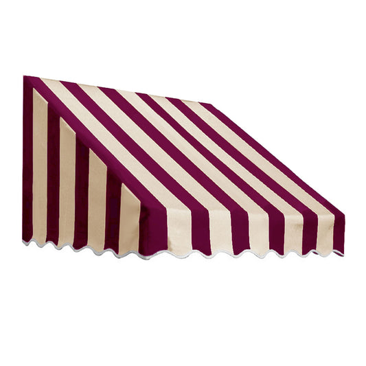 Awntech San Francisco 64.5-in Wide x 24-in Projection x 31-in Height Fabric Burgundy/Tan Stripe Striped Fixed Window/Door Awning