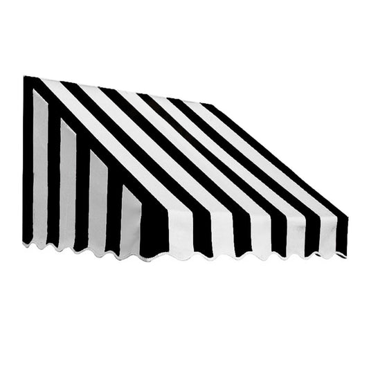 Awntech San Francisco 64.5-in Wide x 42-in Projection x 24-in Height Fabric Black/White Stripe Striped Fixed Window/Door Awning