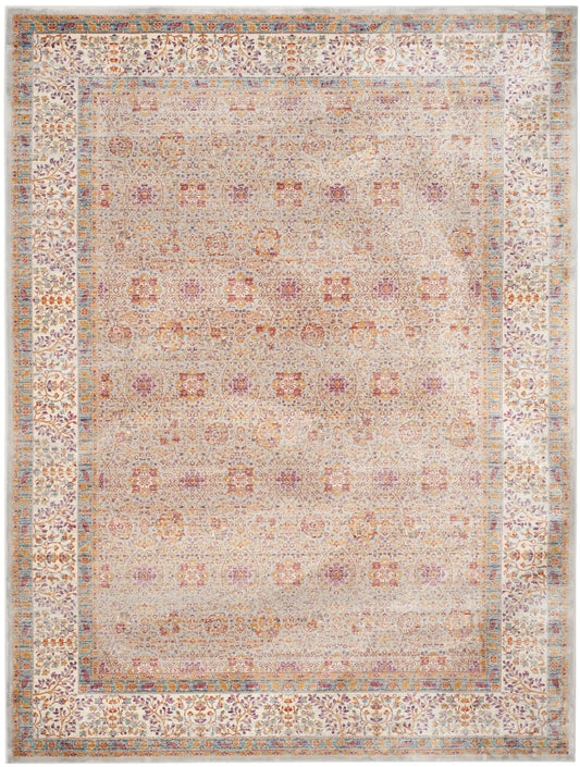 Safavieh Sevilla Fino 8 x 11 (ft) Loomed Synthetic Silver/Ivory Rectangular Indoor Floral/Botanical French Country Spot Clean Only Area rug