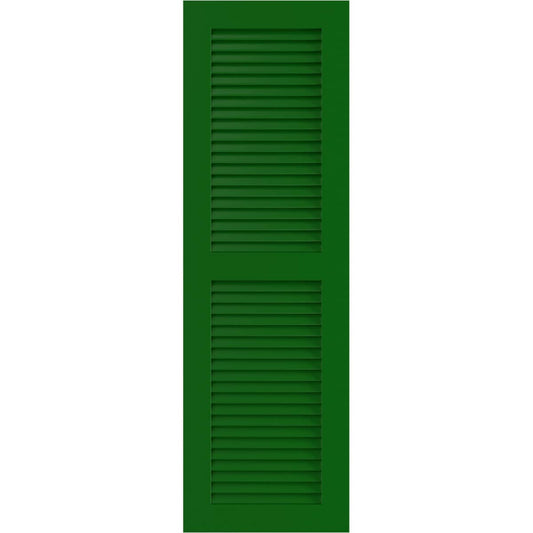 Ekena Millwork 15-in W x 55-in H Viridian Green Louvered Exterior Shutters ( 2 -Pack )