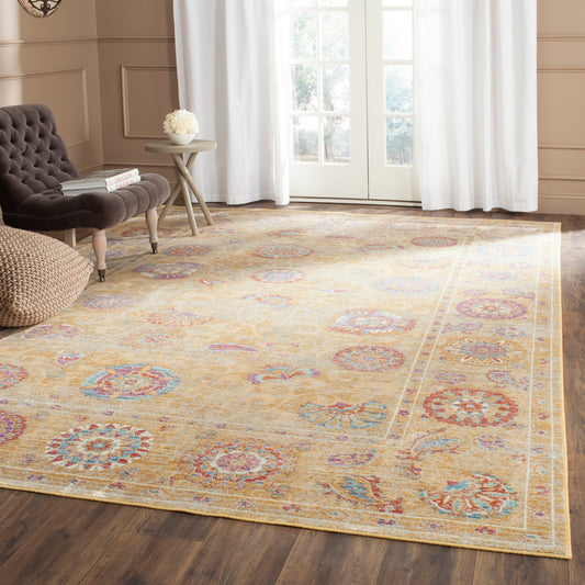 Safavieh Sevilla Ligure 10 x 13 (ft) Loomed Synthetic Gold/Multi Rectangular Indoor Floral/Botanical Vintage Spot Clean Only Area rug