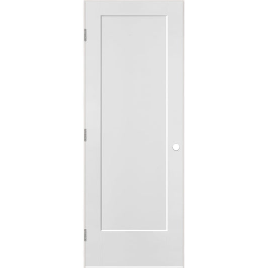 Masonite 30-in x 80-in Primed White Hollow core 1-panel Right hand Smooth Primed Molded composite Flat Jamb Single Prehung Interior Door with