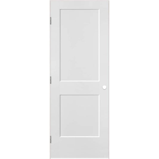 Masonite 30-in x 80-in Primed White Solid core 2-panel Right hand Smooth Primed Molded composite Flat Jamb Single Prehung Interior Door with