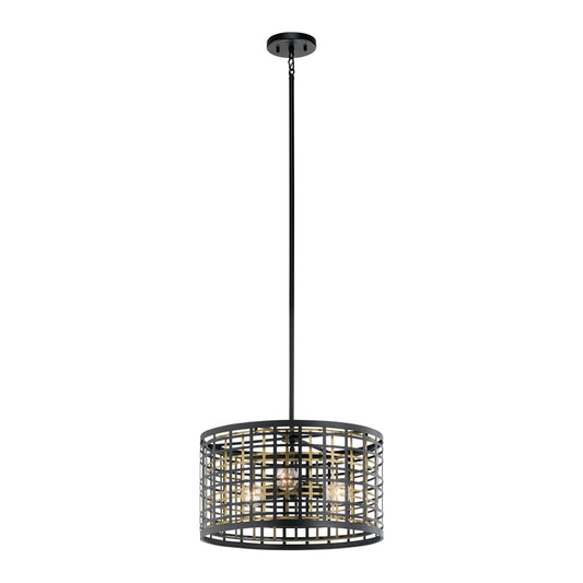 Kichler Aldergate 3 -Light Black/Gold Modern/contemporary Drum Medium Hanging Convertible pendant/Semi-flush