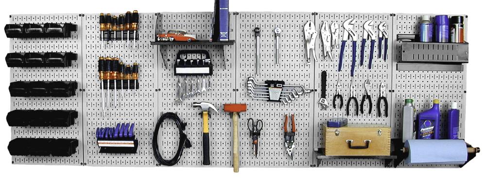 Wall Control 53 -Piece Steel Pegboard multi-tool rack in Gray 96-in W x 32-in H