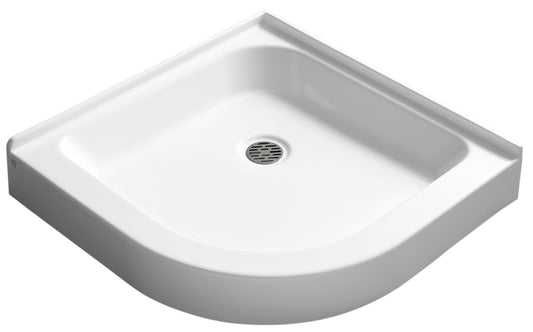 ANZZI Randi 36-in W x 36-in L Center White Double Threshold Round Corner Shower Pan Base with 5.5-in H Threshold