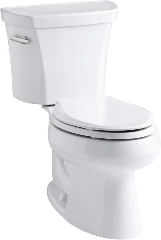KOHLER Wellworth White Elongated Standard height 12-in Rough-In WaterSense 1.28 GPF 2-piece Toilet