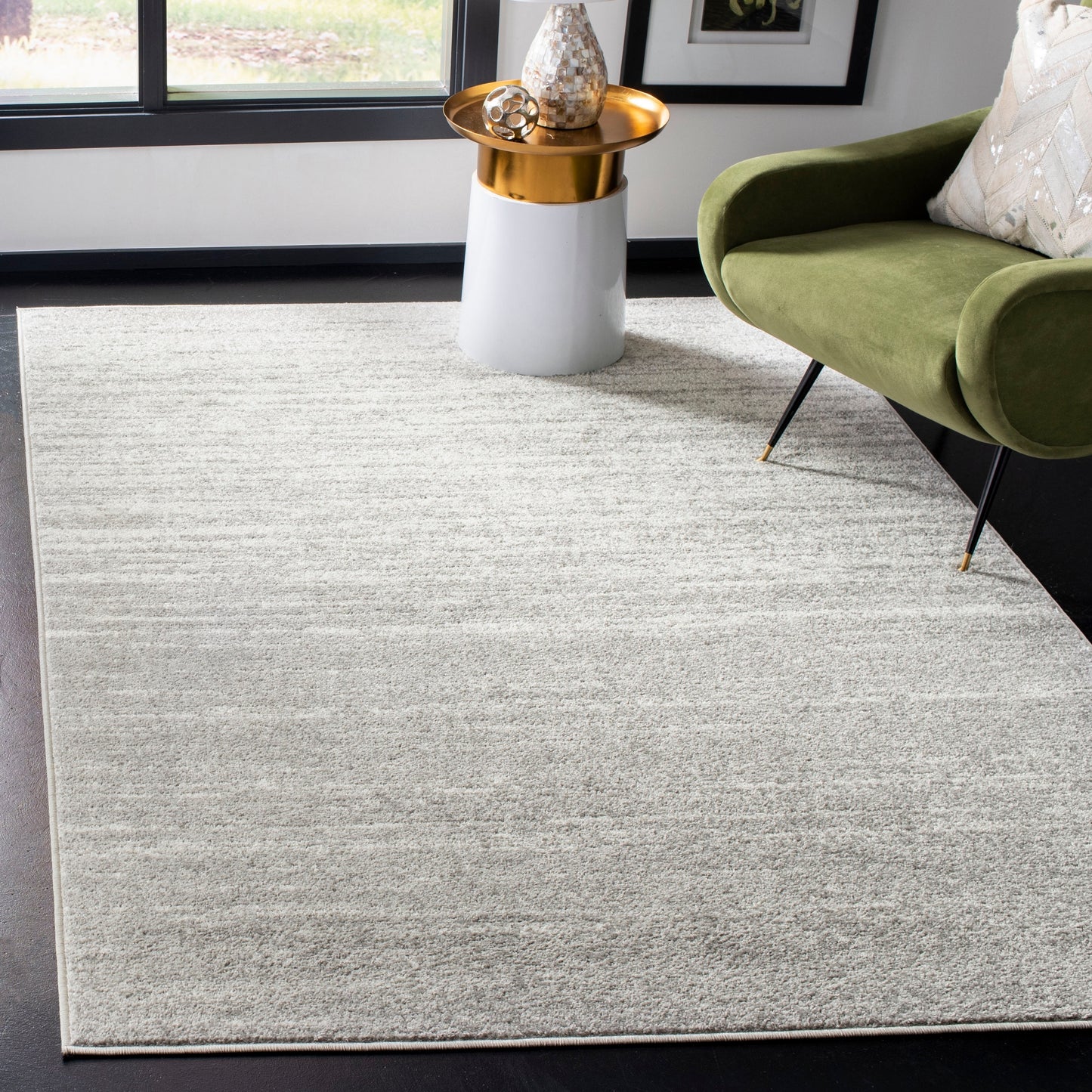 Safavieh Adirondack Sasha 12 x 12 (ft) Loomed Polyester/Polypropylene Light Gray/Gray Square Indoor Ombre Bohemian/Eclectic Spot Clean Only Area rug
