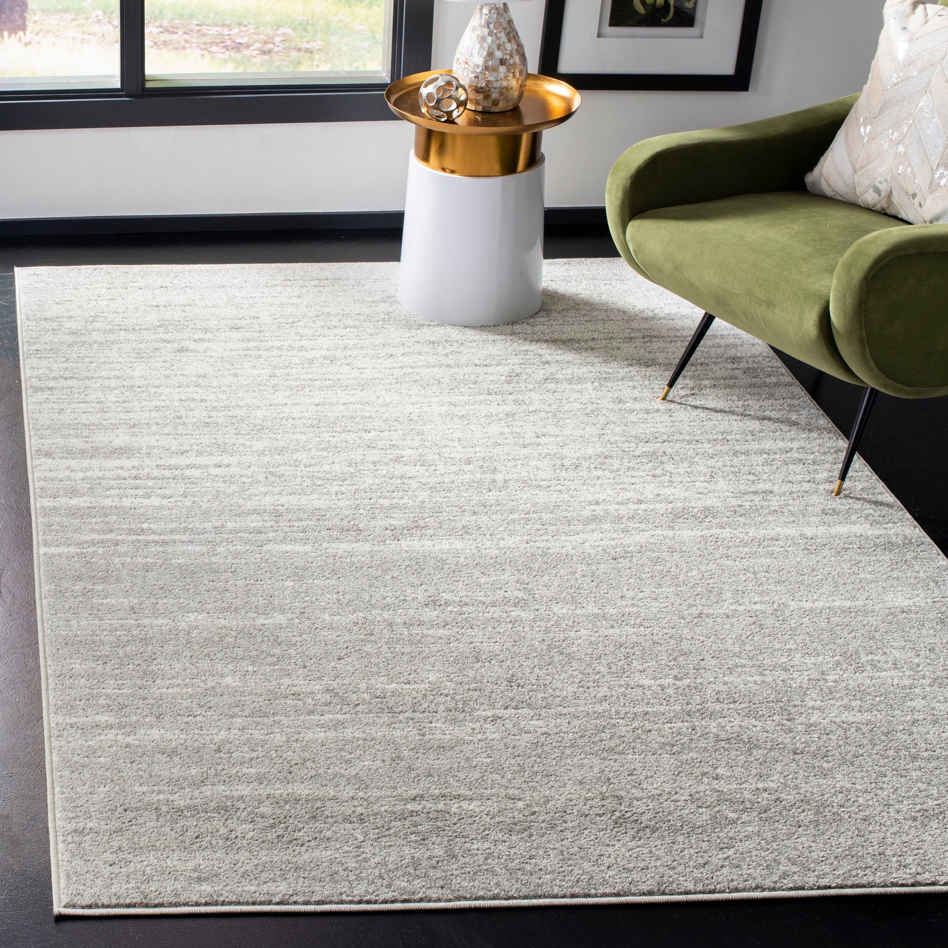 Safavieh Adirondack Sasha 12 x 12 (ft) Loomed Polyester/Polypropylene Light Gray/Gray Square Indoor Ombre Bohemian/Eclectic Spot Clean Only Area rug