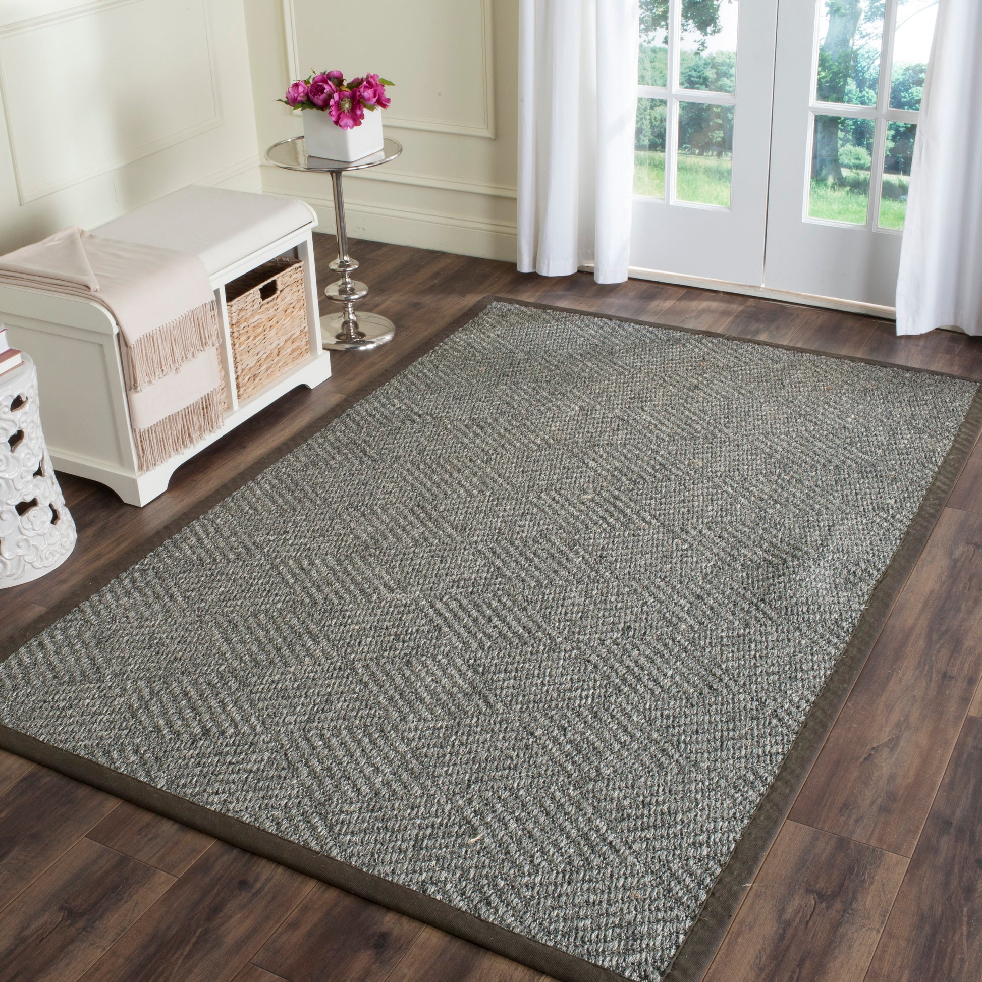 Safavieh Natural Fiber Laurel 8 x 10 (ft) Loomed Sisal Gray/Dark Gray Rectangular Indoor Geometric Coastal Spot Clean Only Area rug
