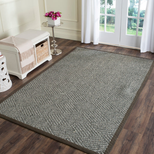 Safavieh Natural Fiber Laurel 8 x 10 (ft) Loomed Sisal Gray/Dark Gray Rectangular Indoor Geometric Coastal Spot Clean Only Area rug