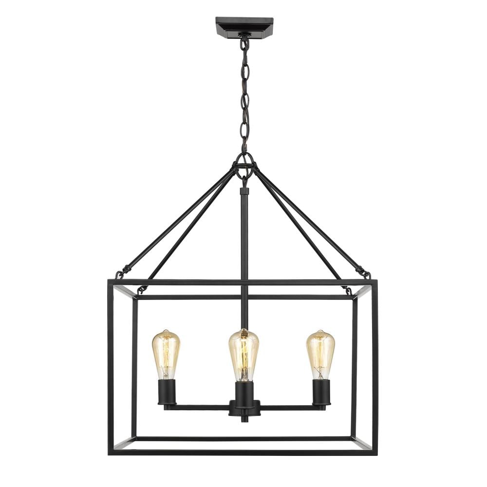 Golden Lighting Wesson 4 -Light Polished Black Indoor Cage Metal Chandelier
