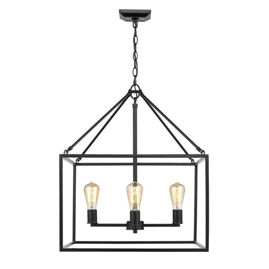 Golden Lighting Wesson 4 -Light Polished Black Indoor Cage Metal Chandelier
