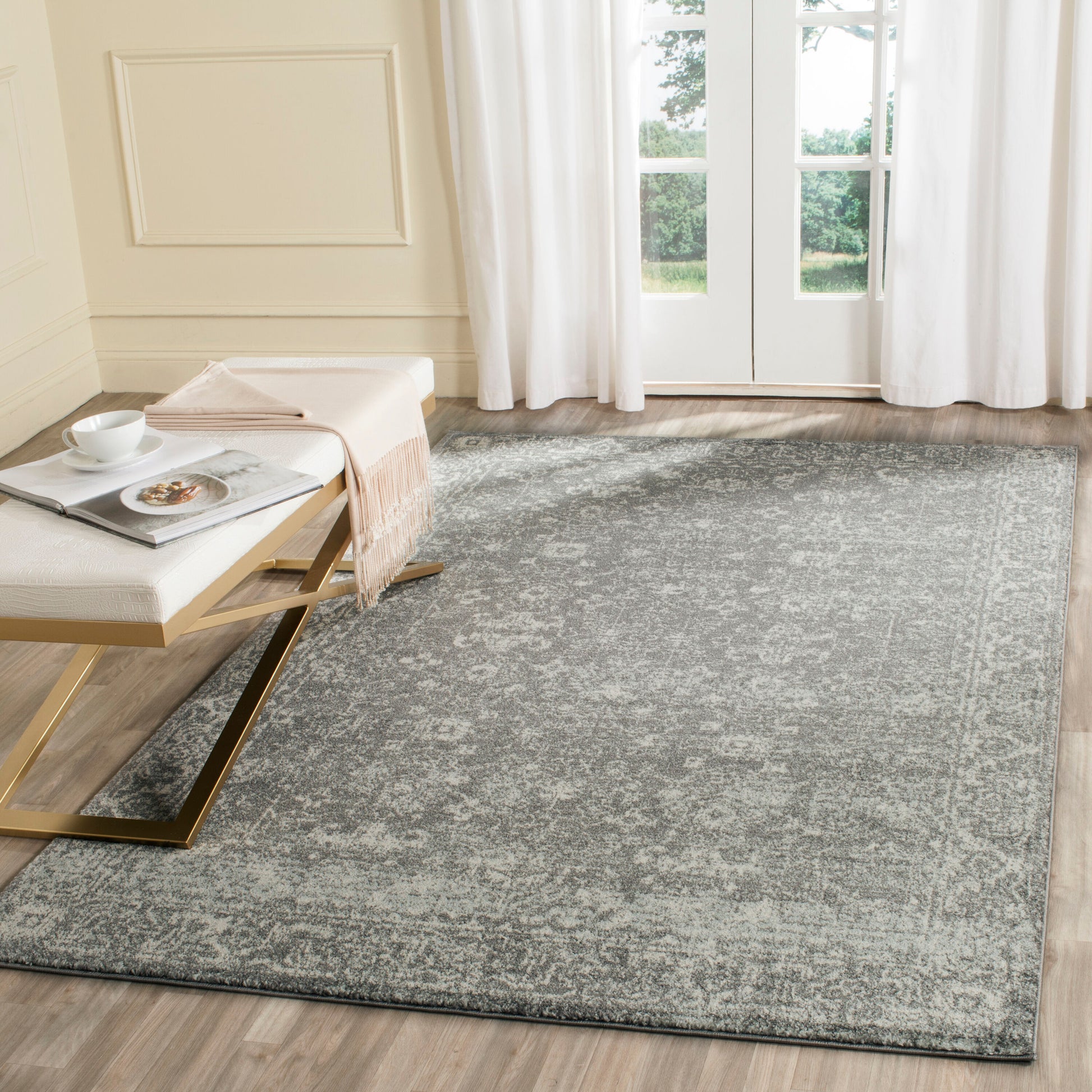 Safavieh Evoke Likoma 12 x 18 (ft) Loomed Polypropylene Gray/Ivory Rectangular Indoor Distressed/Overdyed Vintage Spot Clean Only Area rug