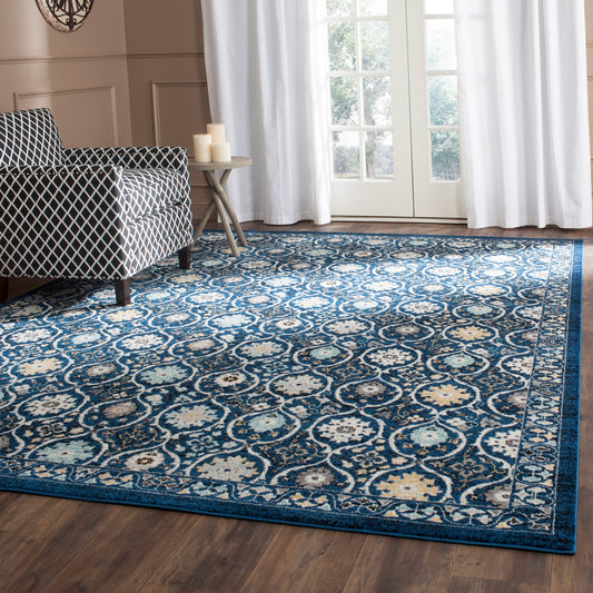 Safavieh Evoke Baxter 9 x 12 (ft) Loomed Synthetic Royal Blue/Ivory Rectangular Indoor Floral/Botanical Global Spot Clean Only Area rug
