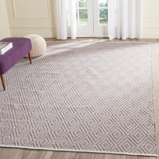 Safavieh Montauk Brighton 11 x 15 (ft) Cotton Gray/Ivory Rectangular Indoor Geometric Coastal Spot Clean Only Area rug