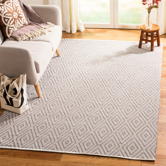 Safavieh Montauk Brighton 9 x 12 (ft) Cotton Gray/Ivory Rectangular Indoor Geometric Coastal Spot Clean Only Area rug