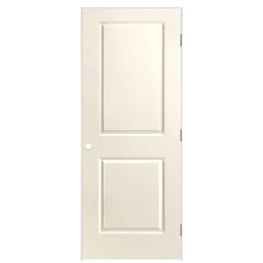 Masonite 32-in x 80-in Moonglow Solid core 2-panel Left hand Smooth Prefinished Molded composite Flat Jamb Single Prehung Interior Door with
