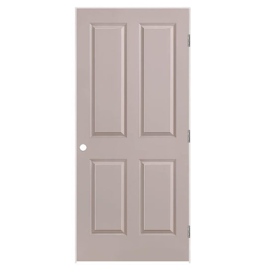 Masonite 36-in x 80-in Driftwood Hollow core 4-panel Left hand Smooth Prefinished Molded composite Flat Jamb Single Prehung Interior Door with