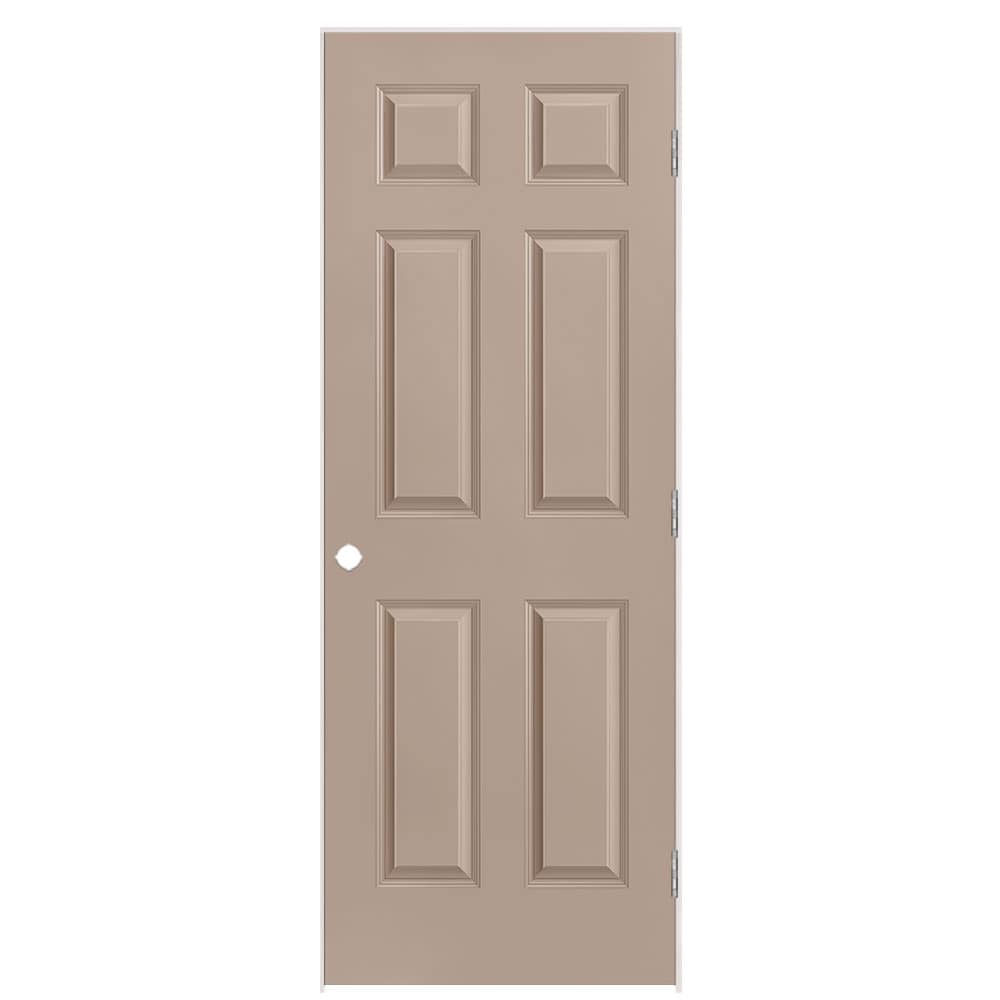 Masonite 30-in x 80-in Sandpiper Solid core 6-panel Left hand Smooth Prefinished Molded composite Flat Jamb Single Prehung Interior Door with