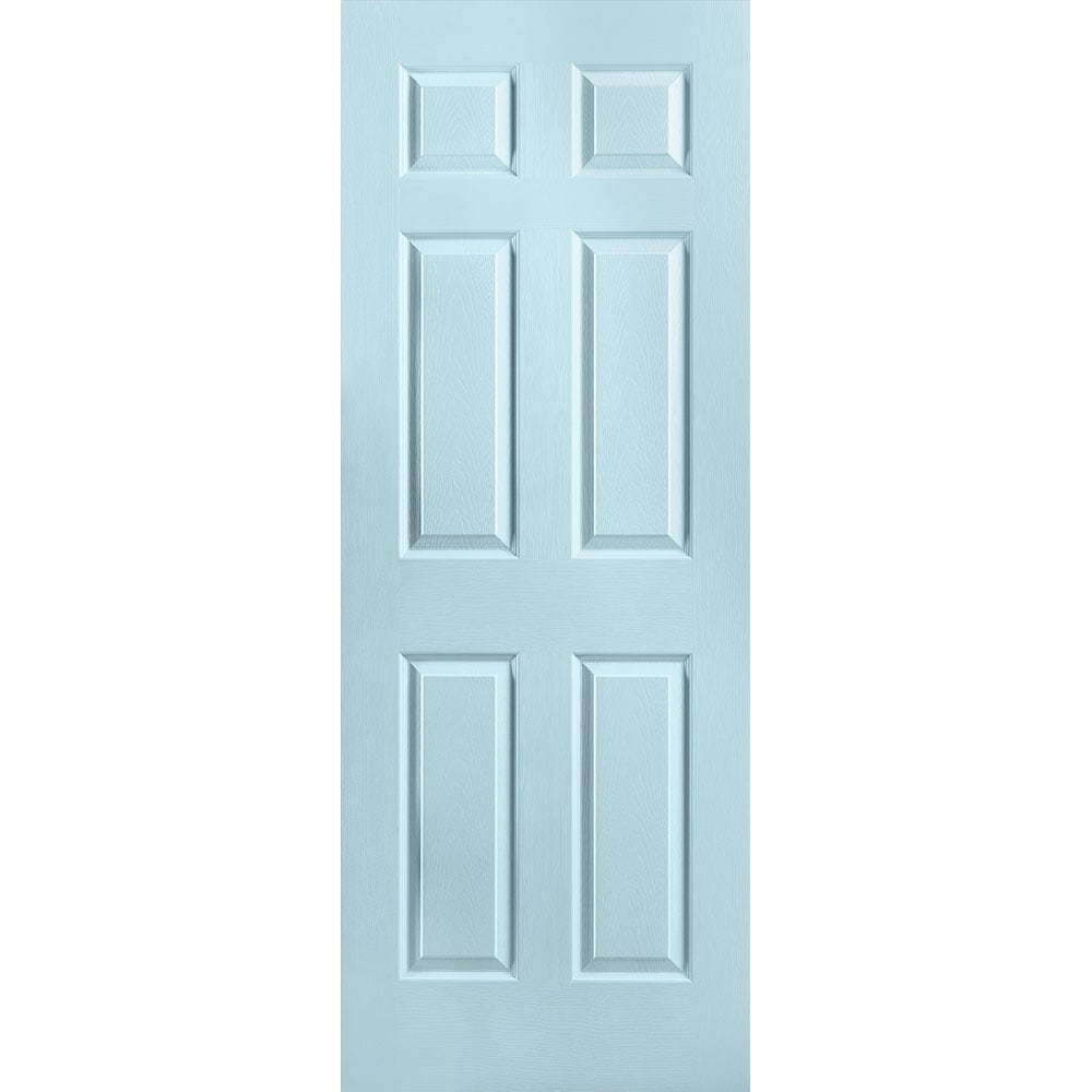 Masonite Traditional 30-in x 80-in Sea Mist 6-panel Textured Solid core Prefinished Molded composite Slab Door