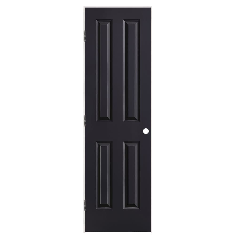 Masonite 24-in x 80-in Midnight Solid core 4-panel Right hand Smooth Prefinished Molded composite Flat Jamb Single Prehung Interior Door with
