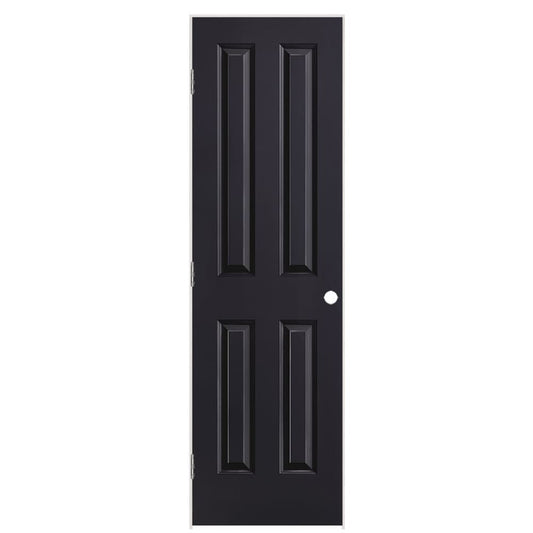 Masonite 24-in x 80-in Midnight Solid core 4-panel Right hand Smooth Prefinished Molded composite Flat Jamb Single Prehung Interior Door with