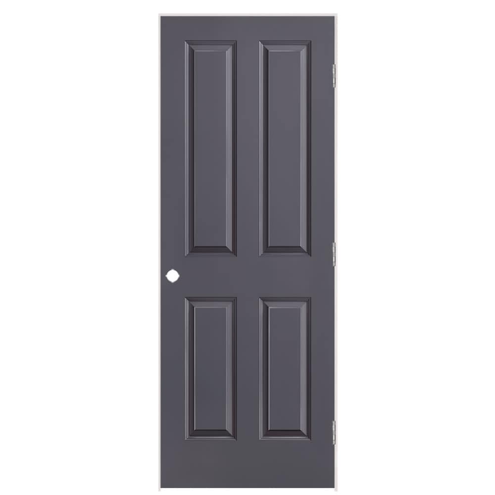 Masonite 30-in x 80-in Slate Hollow core 4-panel Left hand Smooth Prefinished Molded composite Flat Jamb Single Prehung Interior Door with