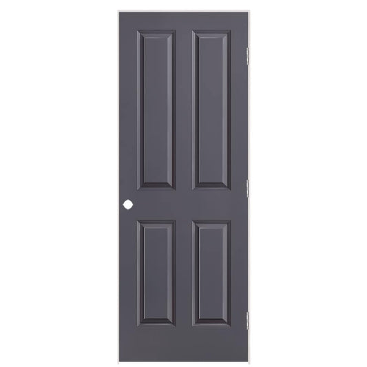 Masonite 30-in x 80-in Slate Hollow core 4-panel Left hand Smooth Prefinished Molded composite Flat Jamb Single Prehung Interior Door with