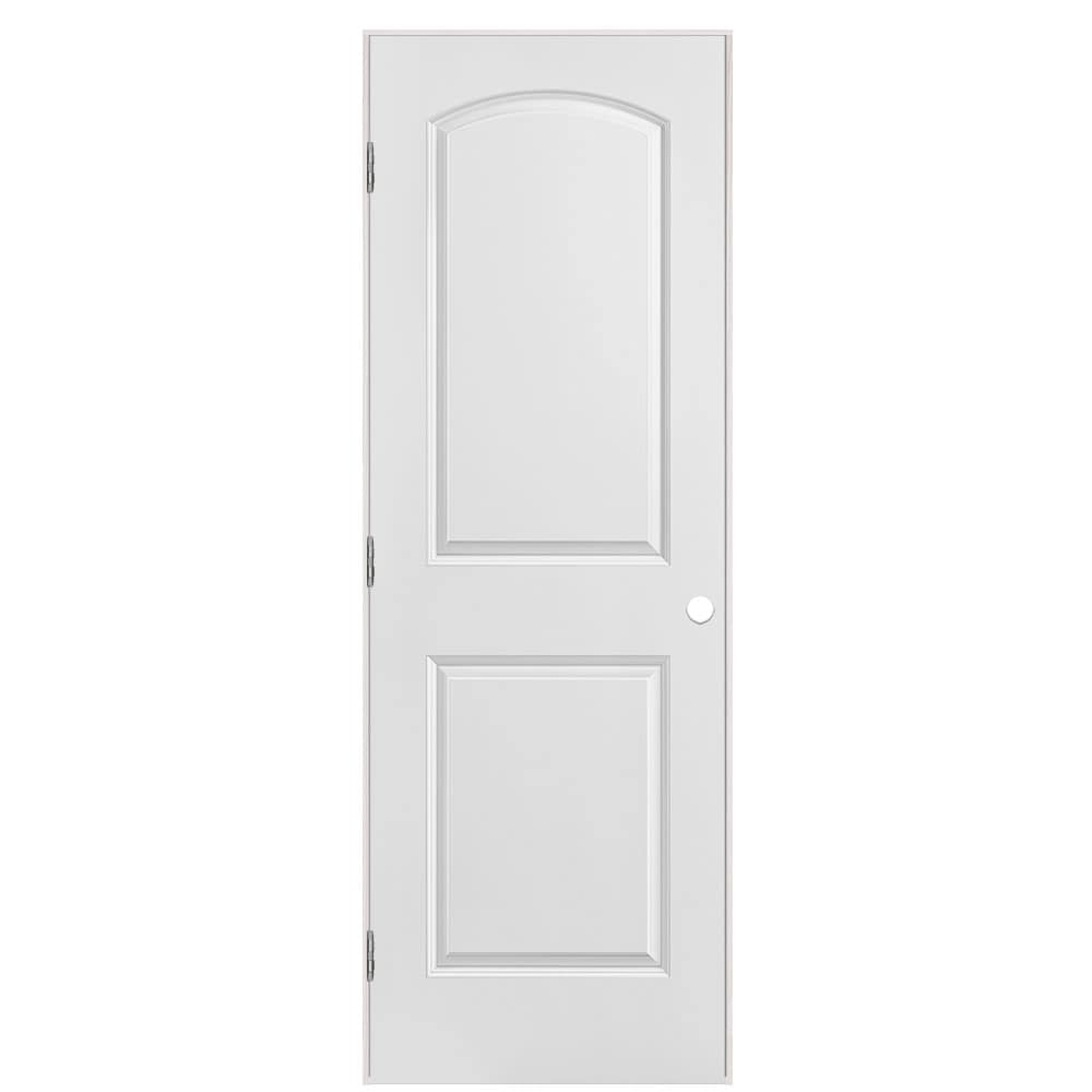 Masonite 28-in x 80-in Primed Solid core 2-panel Right hand Smooth Primed Molded composite Flat Jamb Single Prehung Interior Door with