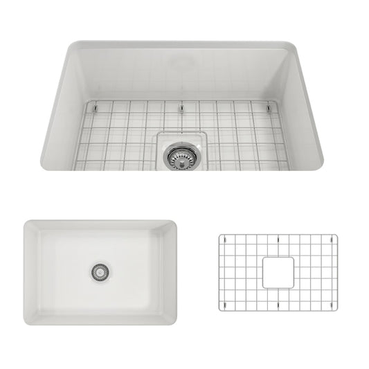 BOCCHI Sotto Drop-in or undermount 27-in x 19-in Fireclay Single bowl Kitchen Sink